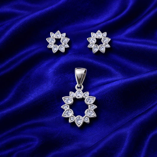 925 Sterling Silver Pendant  with Matching Earrings Set for Women | Elegant Minimal Jewelry | Gift for HerRRJ0194-401