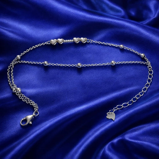 925 Sterling Silver Two-Layered Bracelet for Women | Dual Chain Design with Sparkling Diamonds | Elegant & Adjustable Wristwear MY505-269