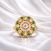 Heritage Green Polki Flower Set