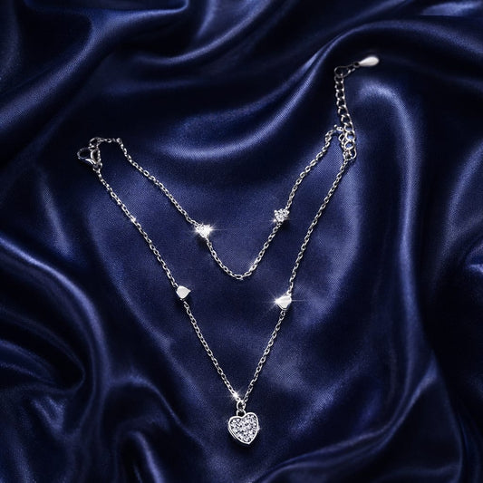 925 Sterling Silver Two-Layered Bracelet for Women | Dual Chain Design with Sparkling  Diamonds | Elegant & Adjustable Wristwear. MY502-222