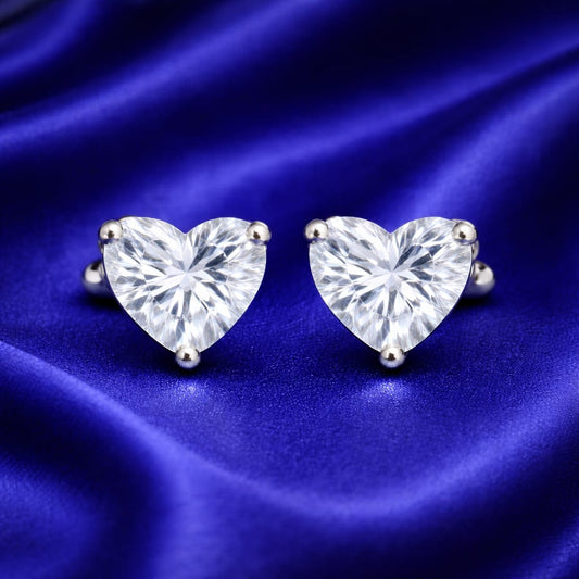 925 Sterling Silver Heart Pointer Earrings for Women | Modern Minimal Geometric Studs | Elegant Daily & Party Wear Jewellery RRJ206-324