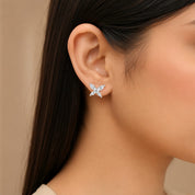 Butterfly Silver Stud Earrings – Marquise Zircon Minimalist Studs