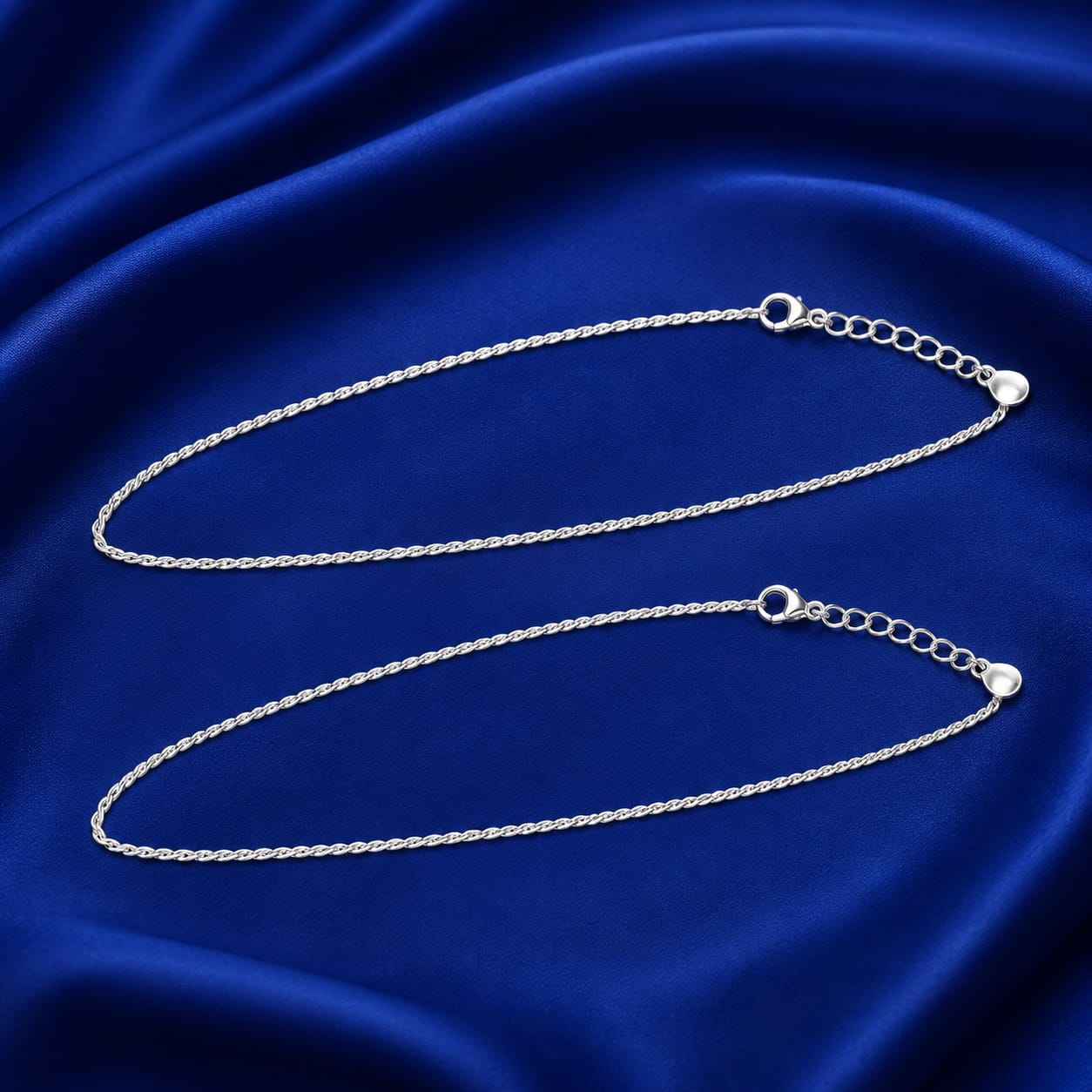 Silver Tide Rope Anklet Set (A1-0882)