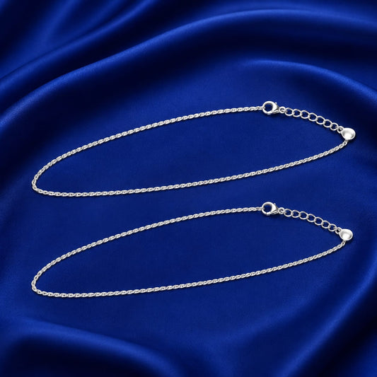Silver Tide Rope Anklet Set (A1-0882)