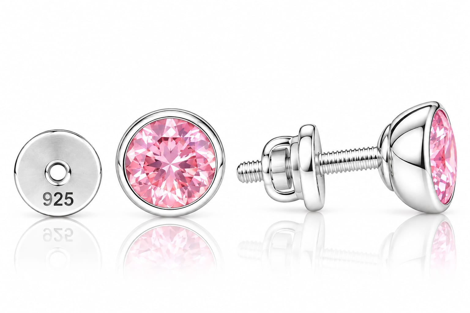 Rosé Blush 925 Sterling Silver Pink Crystal Stud Earrings