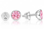 Rosé Blush 925 Sterling Silver Pink Crystal Stud Earrings