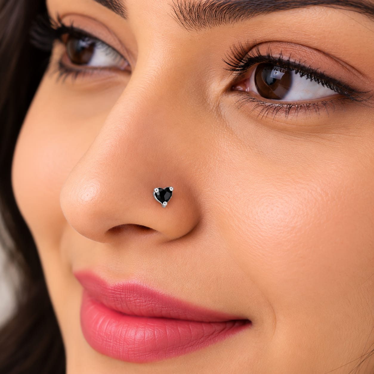 Midnight Heart Nose Pin