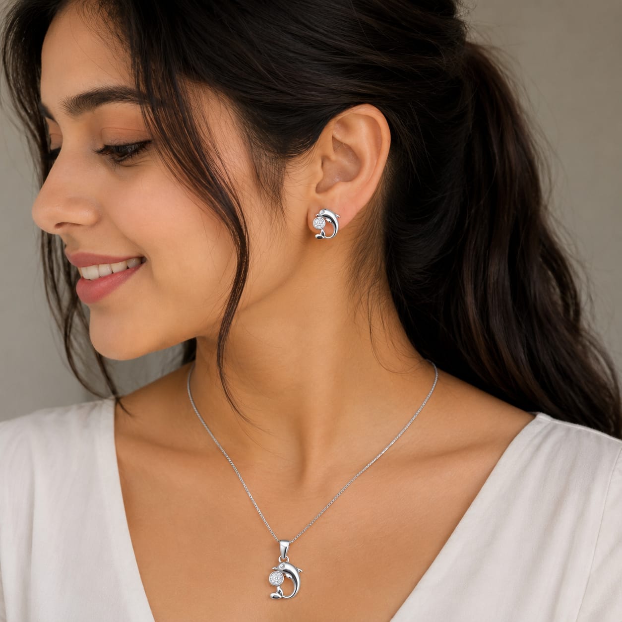 Eternal Sparkle – 925 Sterling Silver Zircon Pendant & Earrings Set PR409-273