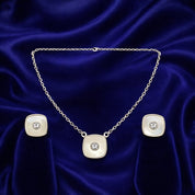 Elegant Square Stone Pendant Necklace & Stud Earrings Set (Dp 6740-pwc 208)