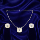 Elegant Square Stone Pendant Necklace & Stud Earrings Set (Dp 6740-pwc 208)