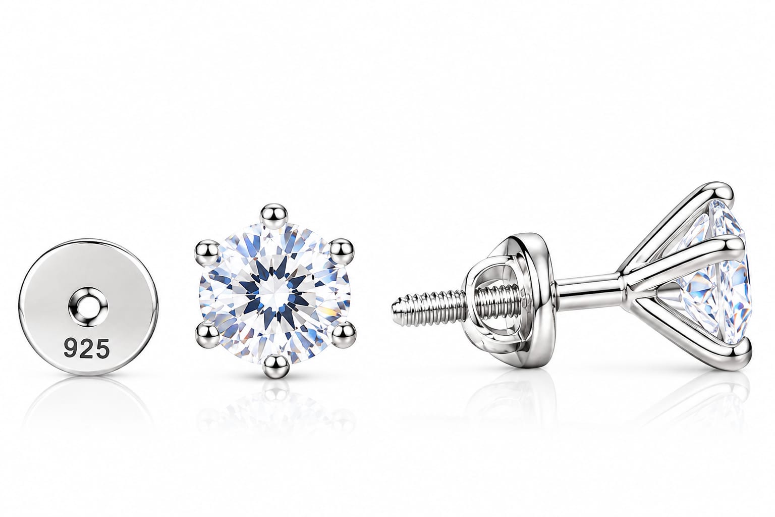 Celestia Halo 925 Sterling Silver Crystal Stud Earrings