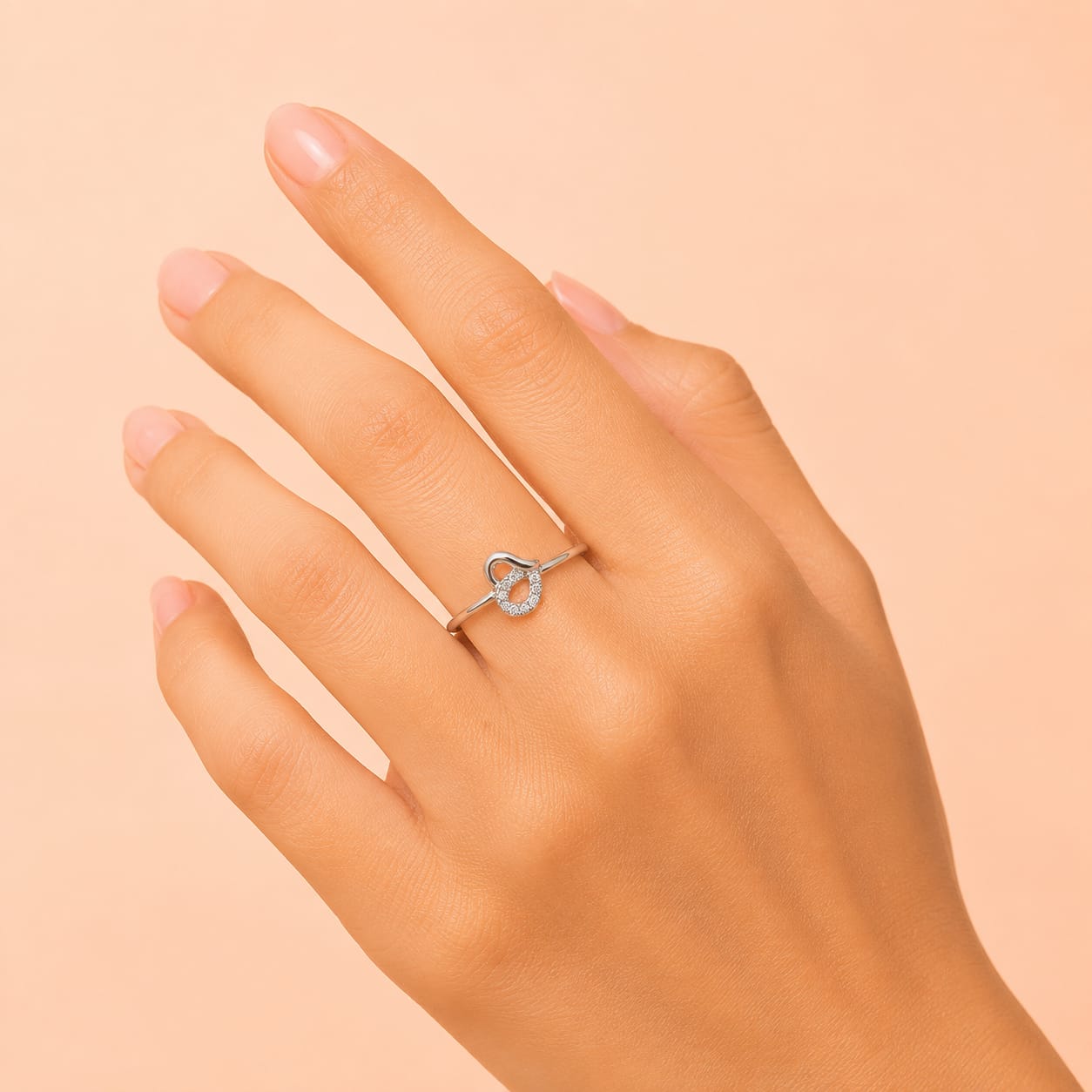 Infinity Loop Silver Ring – Minimalist Zircon Adjustable Ring
