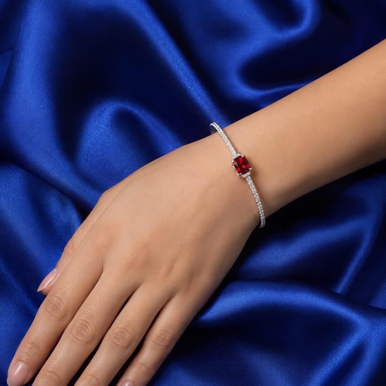 925 Sterling Silver Bracelet with Zircon Diamonds | Premium Sparkling Designer Bracelet for Women PR416-708