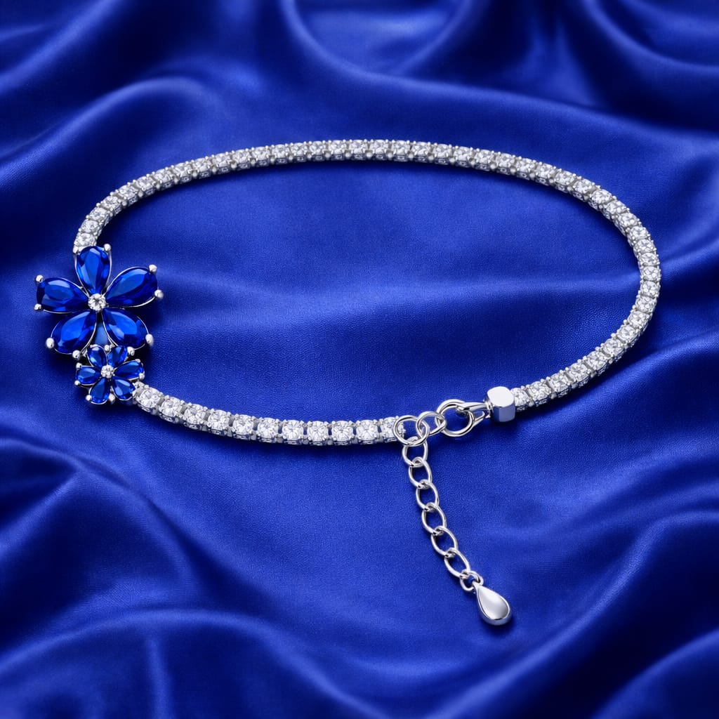 Sapphire Bloom Tennis Bracelet (BRC - 407-442)
