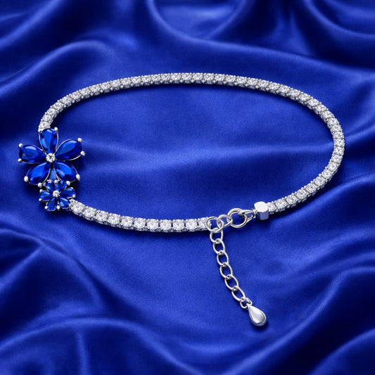 Sapphire Bloom Tennis Bracelet (BRC - 407-442)