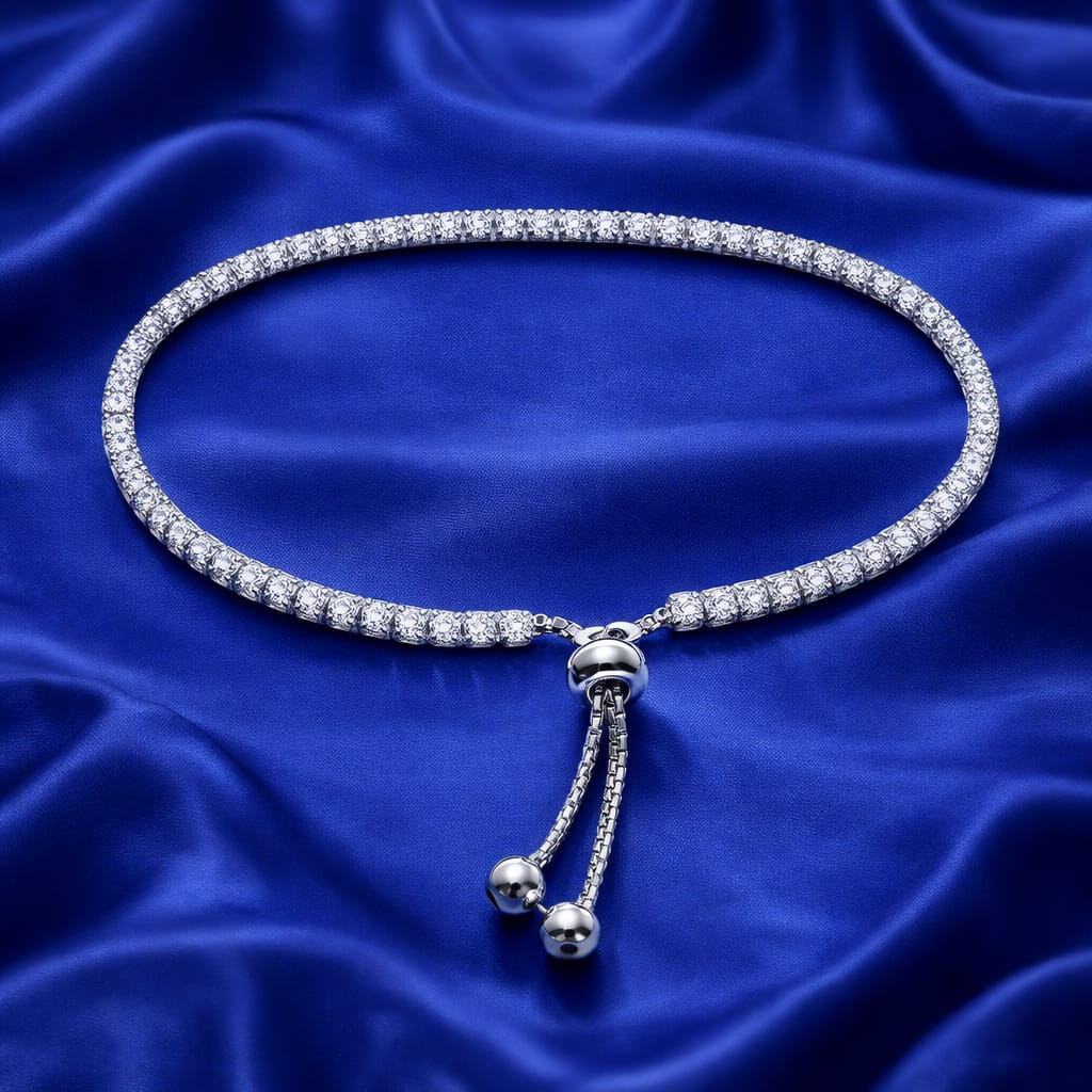 Adjustable Crystal Tennis Bracelet (BRC - 408 - 450)