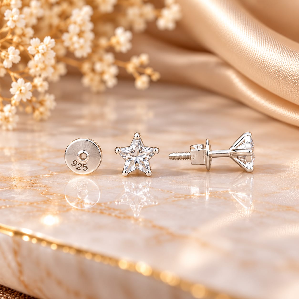 Celestia Star 925 Sterling Silver Stud Earrings