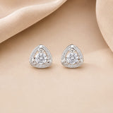 Trinity Triangle Silver Stud Earrings – Round Zircon Geometric Studs