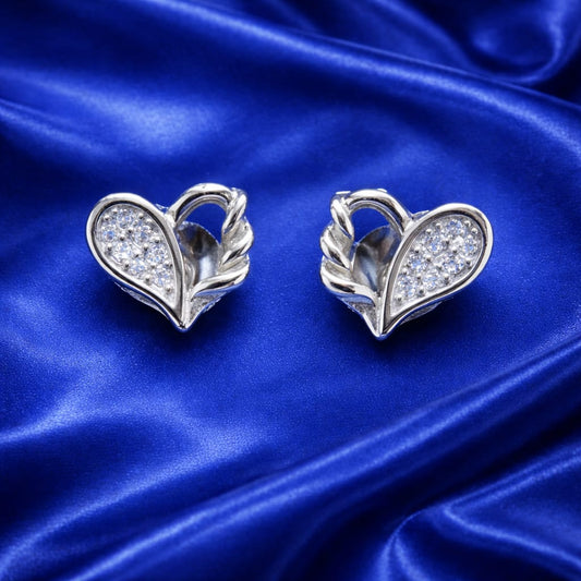 Crystal Heart Leaf Stud Earrings (RRJ0125-415)