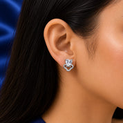 Cupid Heart Silver Stud Earrings – Heart Cut Zircon Designer Earrings for Women