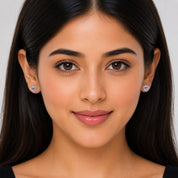 925 Sterling Silver Heart Shape Earrings for Women | Centre Pink Stone with Diamond Accents | Romantic Party & Daily Wear Jewellery RRJ0350-415