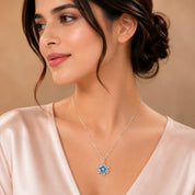 Azure Bloom Pendant Necklace (JS6105)