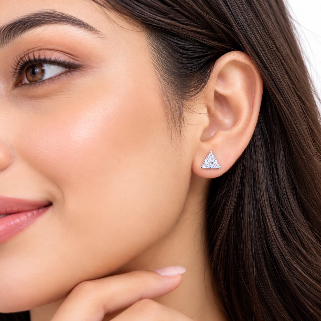 Trinity Royale 925 Sterling Silver Triangle Stud Earrings