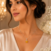 Golden Apple Silver Pendant Necklace (JS4260)