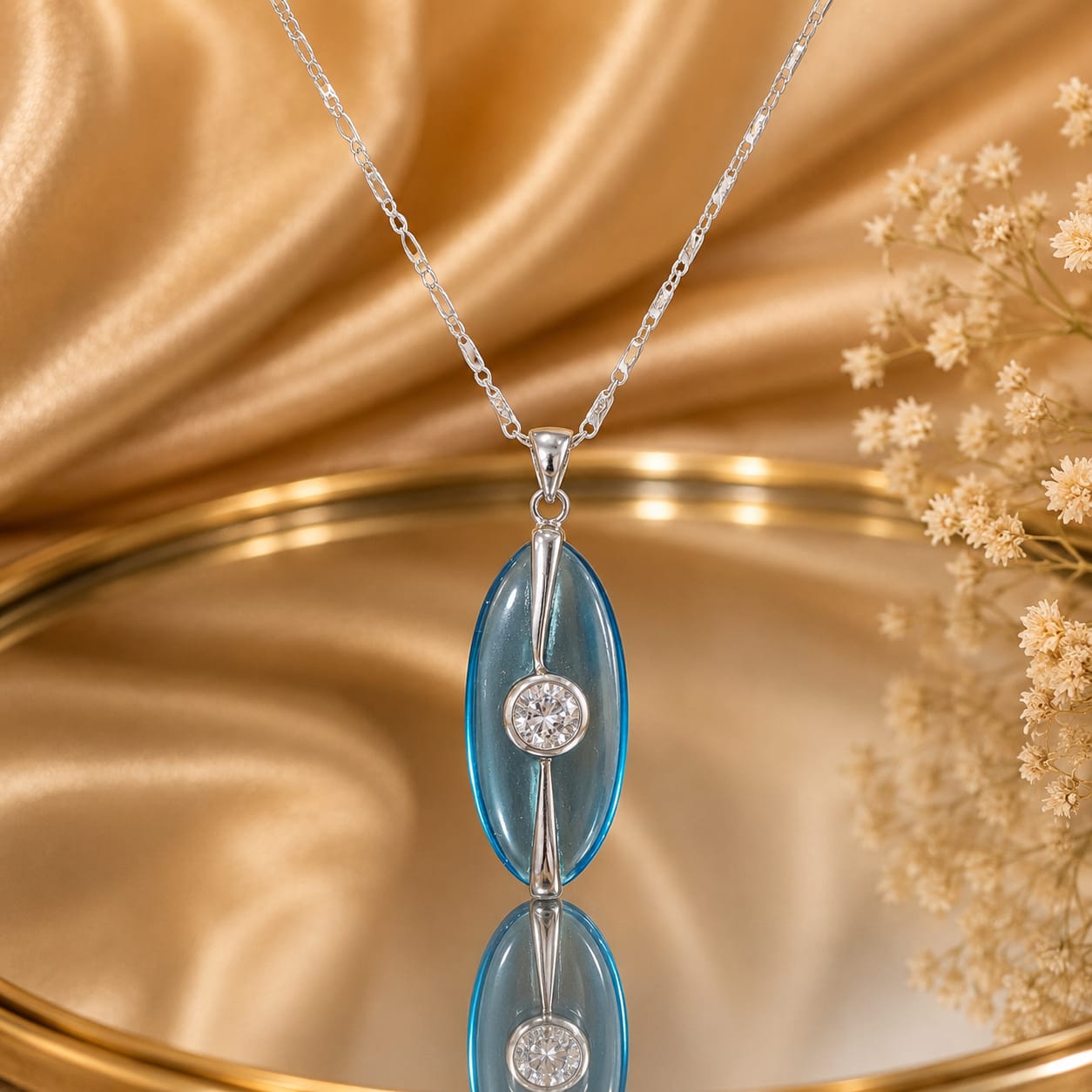 Azure Eclipse Pendant Necklace (JN8710)