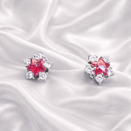 925 Sterling Silver Star Rani Color Stone Earrings for Women | Diamond Studded Designer Party Wear Earrings | Festive & Wedding Jewellery RRJ0157-340