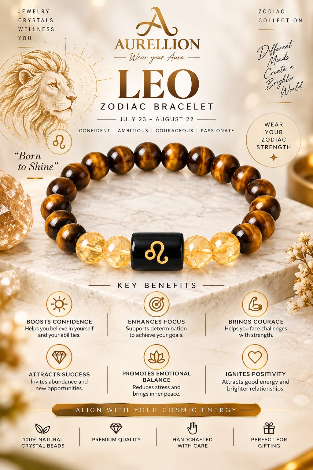 Leo सिंह (Singh / Simha) Zodiac Bracelet