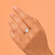 Rose Gold Hamsa Hand Ring – Mother of Pearl & Zircon Statement Ring (R6-135)
