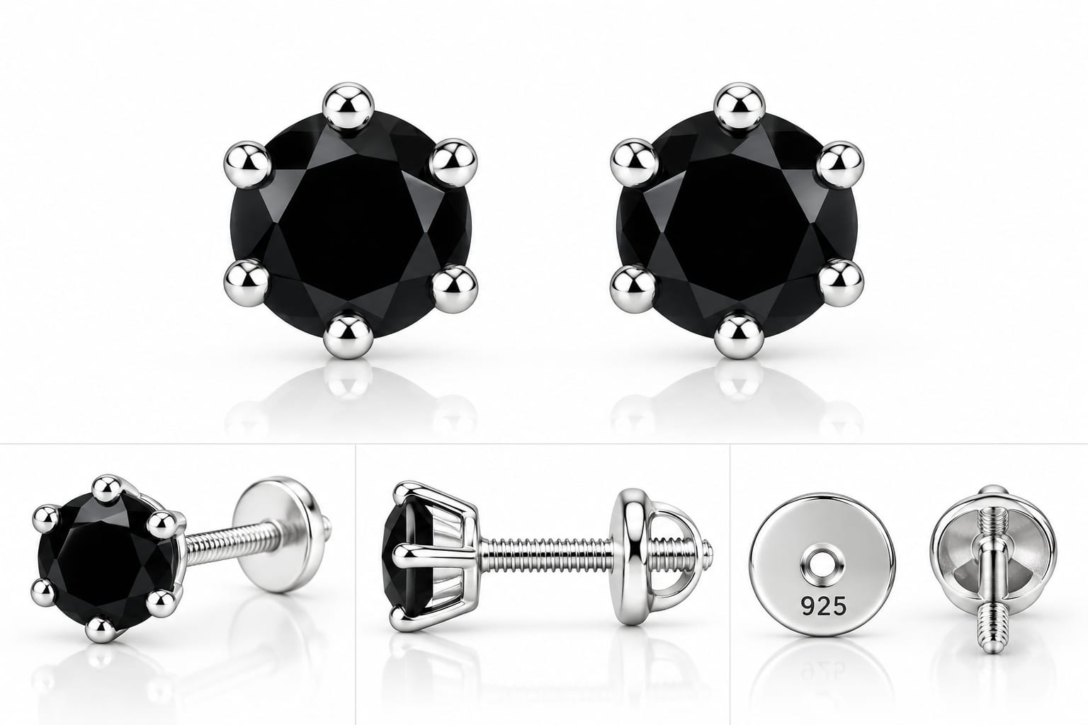 NOIR ECLIPSE BLACK STONE STUD EARRINGS