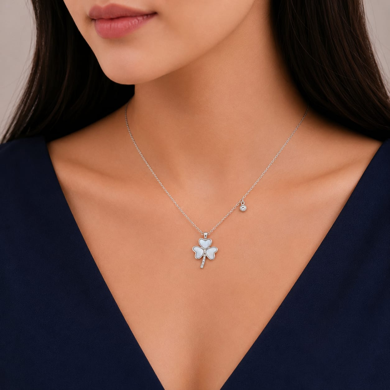 925 Sterling Silver 3 Heart Flower Pendant with Chain | Triple Heart Floral Design Necklace for Women | Romantic & Elegant Gift Jewellery RRJ0237-418