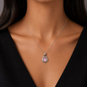 Pink Stone Crystal Silver Pendant