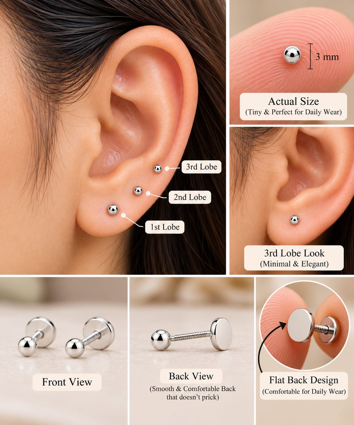 Silver Ball Studs