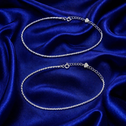 925 Silver Braided Payal Set (AM-0210)