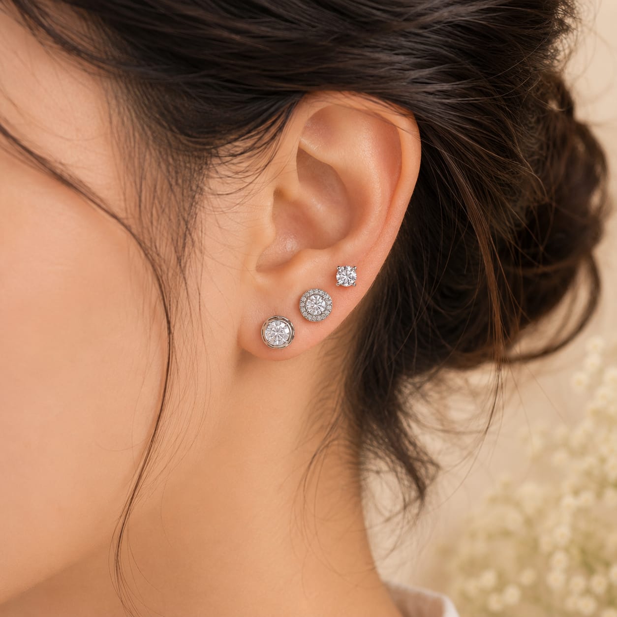Solitaire, Halo & Bezel Crystal Studs (JC393)