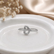 Infinity Loop Silver Ring – Minimalist Zircon Adjustable Ring
