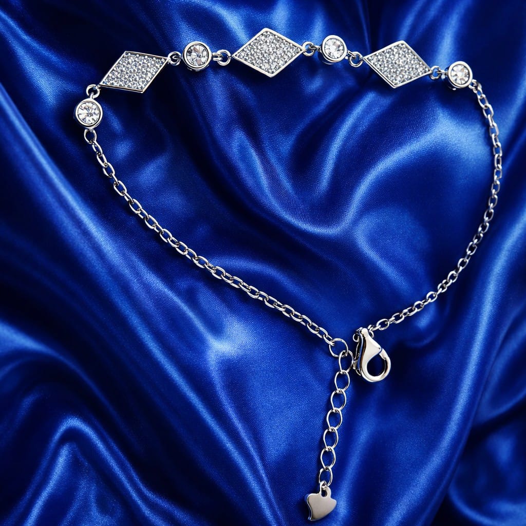 Geometric Crystal Silver Bracelet