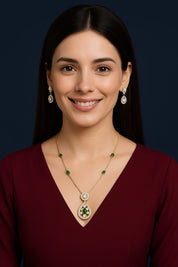 Golden Aura Green Stone Jewellery Set