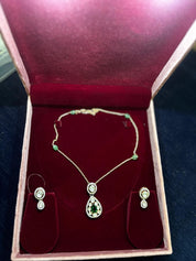 Golden Aura Green Stone Jewellery Set