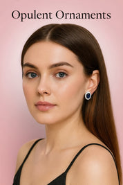 Royal Blue Sapphire Halo Stud Earrings PR419-212
