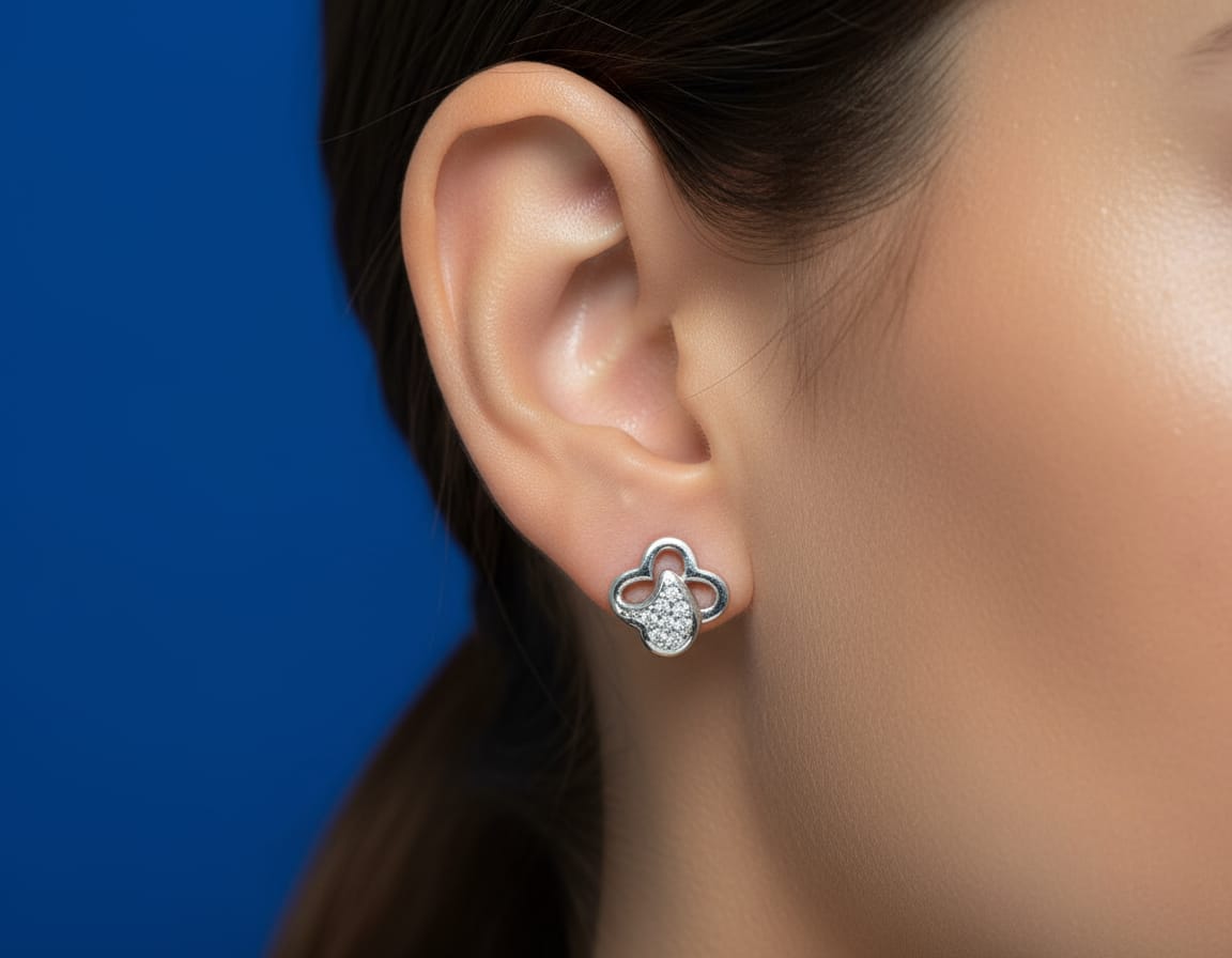 Interlinked Heart Sparkle 925 Sterling Silver Stud Earrings ER731-DP188