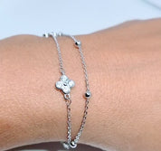 925 Sterling Silver Two-Layered Bracelet for Women | Dual Chain Design with Sparkling Diamonds | Elegant & Adjustable Wristwear MY510-258
