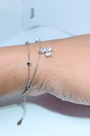 925 Sterling Silver Two-Layered Bracelet for Women | Dual Chain Design with Sparkling Diamonds | Elegant & Adjustable Wristwear MY506-323