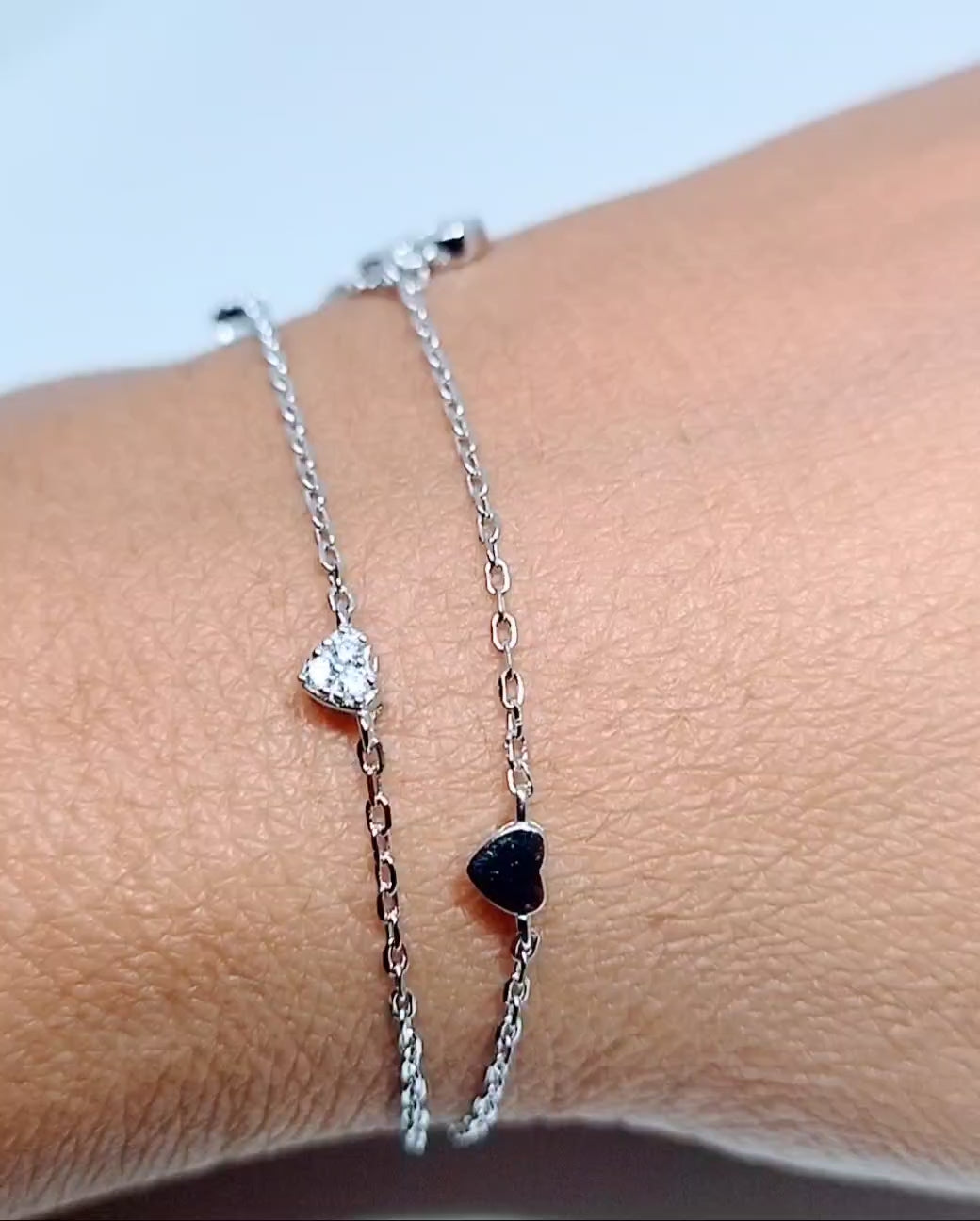 925 Sterling Silver Two-Layered Bracelet for Women | Dual Chain Design with Sparkling  Diamonds | Elegant & Adjustable Wristwear. MY502-222