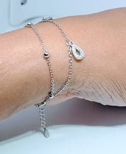 925 Sterling Silver Two-Layered Bracelet for Women | Dual Chain Design with Sparkling  Diamonds | Elegant & Adjustable Wrist-wear MY509-238