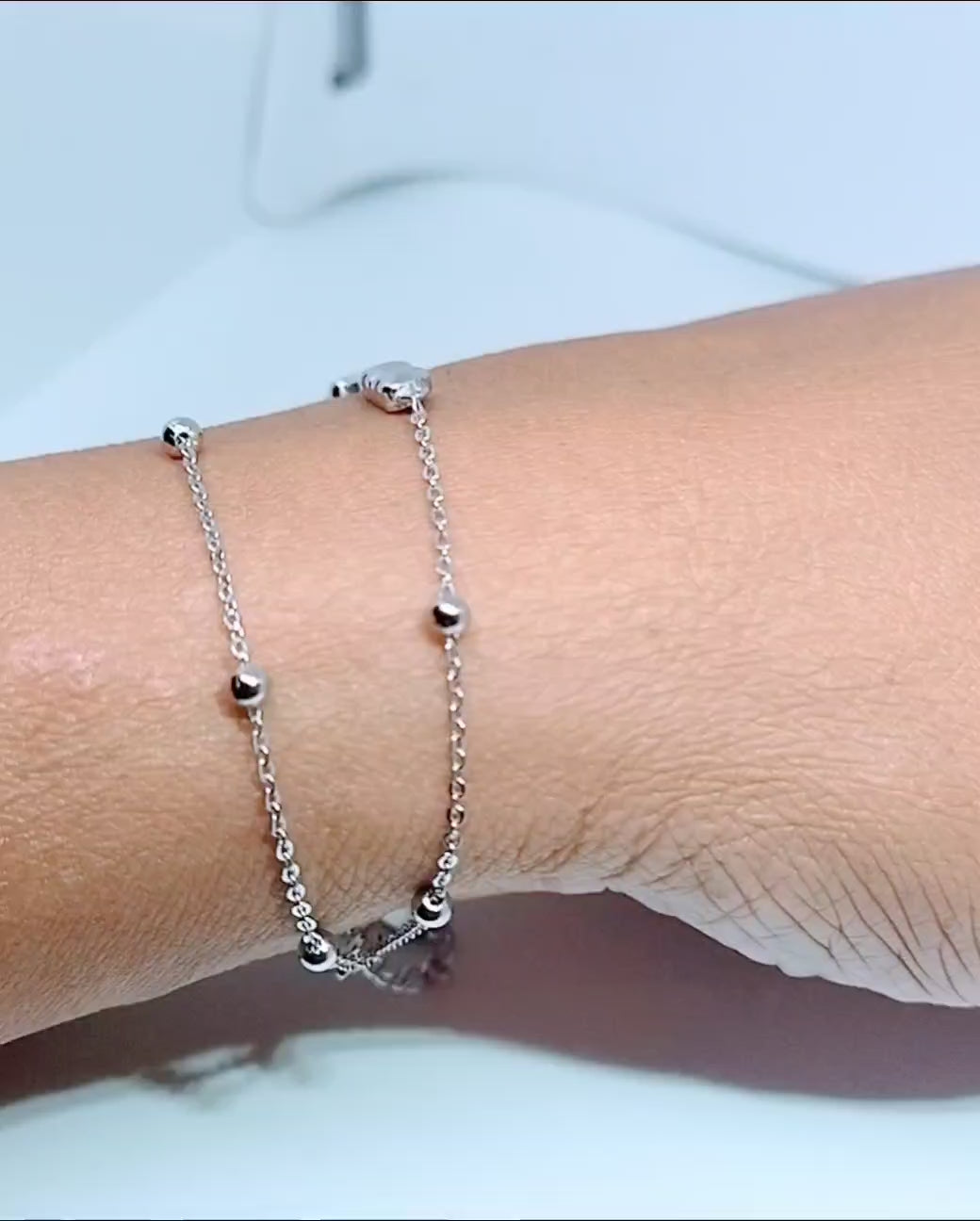 925 Sterling Silver Two-Layered Bracelet for Women | Dual Chain Design with Sparkling Diamonds | Elegant & Adjustable Wristwear MY505-269