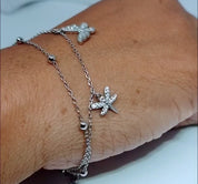 925 Sterling Silver Two-Layered Bracelet for Women | Dual Chain Design with Sparkling Diamonds | Elegant & Adjustable Wristwear MY507-278